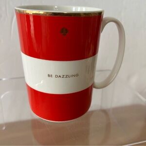 Kate Spade New York Lenox Be Dazzling Ceramic Mug Red and White with Gold Spade